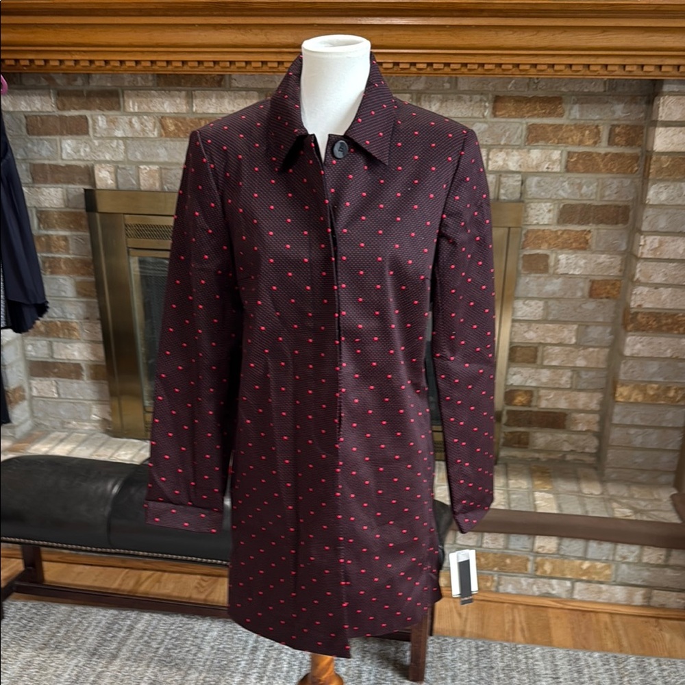 Stylish Black and Red Polka Dot Coat / Topper